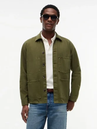 Jachetă de lucru din denim vopsită în bucată Jachetă de lucru din denim vopsită în bucată