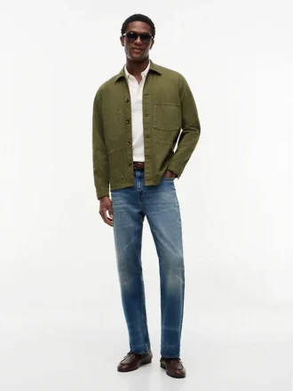 Jachetă de lucru din denim vopsită în bucată Jachetă de lucru din denim vopsită în bucată