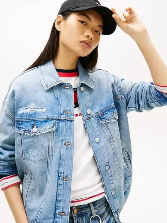 Jachetă din blugi cu aspect uzat Tommy Jeans Jachetă din blugi cu aspect uzat Tommy Jeans