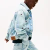 Jachetă din denim cu steag ondulat, oversize, pentru copii Jachetă din denim cu steag ondulat, oversize, pentru copii