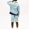 Jachetă din denim cu steag ondulat, oversize, pentru copii Jachetă din denim cu steag ondulat, oversize, pentru copii