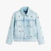 Jachetă din denim cu steag ondulat, oversize, pentru copii Jachetă din denim cu steag ondulat, oversize, pentru copii