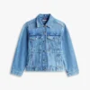 Jachetă din denim decolorat, strânsă în talie Jachetă din denim decolorat, strânsă în talie