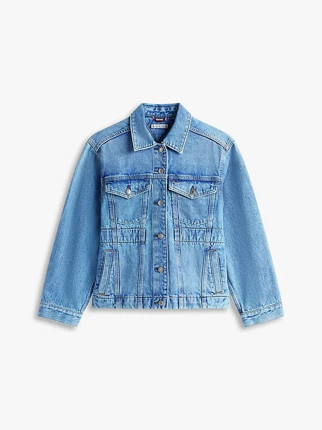 Jachetă din denim decolorat, strânsă în talie Jachetă din denim decolorat, strânsă în talie
