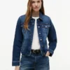 Jachetă din denim elastic, croială slim, spălare închisă Jachetă din denim elastic, croială slim, spălare închisă