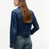 Jachetă din denim elastic, croială slim, spălare închisă Jachetă din denim elastic, croială slim, spălare închisă