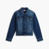 Jachetă din denim elastic, croială slim, spălare închisă Jachetă din denim elastic, croială slim, spălare închisă