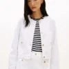 Jachetă din denim pentru femei cu nasturi aurii Jachetă din denim pentru femei cu nasturi aurii