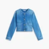 Jachetă din denim spălat mediu pentru femei Jachetă din denim spălat mediu pentru femei