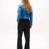 Jachetă din denim spălat mediu pentru femei Jachetă din denim spălat mediu pentru femei