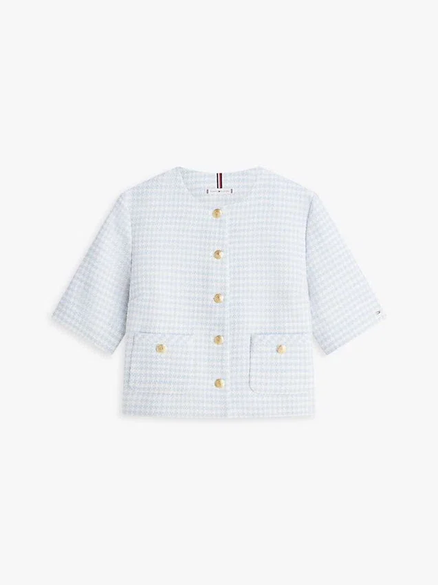 Jachetă din tweed cu mâneci scurte pentru femei Jachetă din tweed cu mâneci scurte pentru femei
