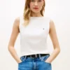 Maiou slim fit cu guler barcă din tricot cu nervuri