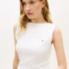 Maiou slim fit cu guler barcă din tricot cu nervuri