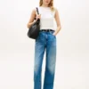 Maiou slim fit cu guler barcă din tricot cu nervuri