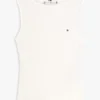 Maiou slim fit cu guler barcă din tricot cu nervuri