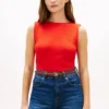 Maiou slim fit cu guler barcă din tricot rib Maiou slim fit cu guler barcă din tricot rib