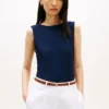 Maiou slim fit cu guler barcă din tricot rib Maiou slim fit cu guler barcă din tricot rib