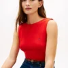 Maiou slim fit cu guler barcă din tricot rib Maiou slim fit cu guler barcă din tricot rib