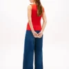 Maiou slim fit cu guler barcă din tricot rib Maiou slim fit cu guler barcă din tricot rib