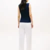 Maiou slim fit cu guler barcă din tricot rib Maiou slim fit cu guler barcă din tricot rib