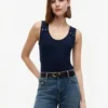 Maiou slim fit cu nasturi aurii în stil marin