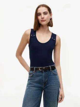 Maiou slim fit cu nasturi aurii în stil marin