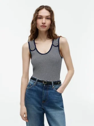 Maiou slim fit cu nasturi aurii în stil marin