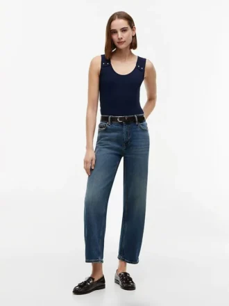 Maiou slim fit cu nasturi aurii în stil marin