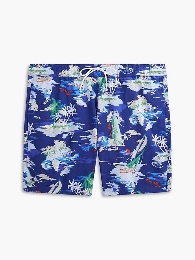Șort de baie cu imprimeu surf, 7″ Șort de baie cu imprimeu surf, 7″