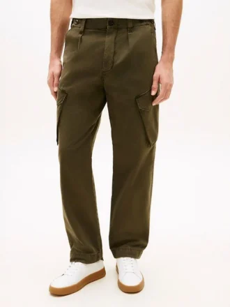 Pantaloni cargo drepți vopsiți în întregime