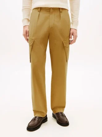 Pantaloni cargo drepți vopsiți în întregime