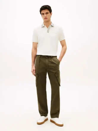 Pantaloni cargo drepți vopsiți în întregime