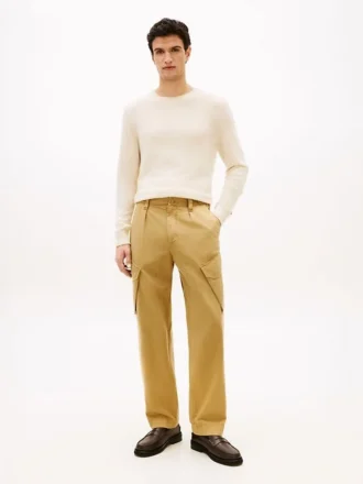 Pantaloni cargo drepți vopsiți în întregime