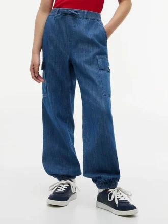 Pantaloni cargo jogger din bumbac elastic pentru copii