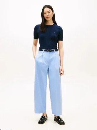 Pantaloni chino din twill plisat