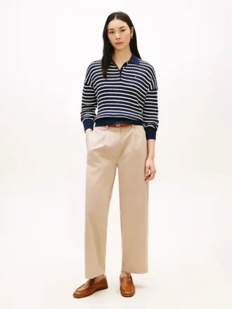Pantaloni chino din twill plisat