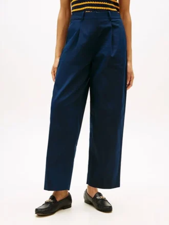 Pantaloni chino din twill plisat