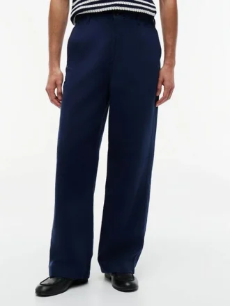 Pantaloni chino utilitari din amestec de bumbac și in