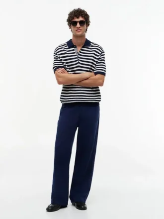 Pantaloni chino utilitari din amestec de bumbac și in