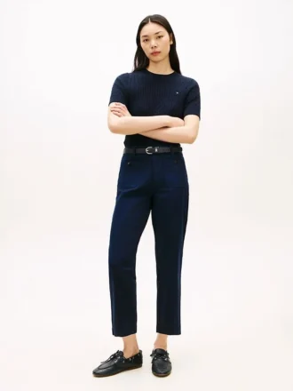 Pantaloni cu buzunare din bumbac elastic