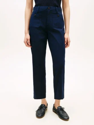 Pantaloni cu buzunare din bumbac elastic
