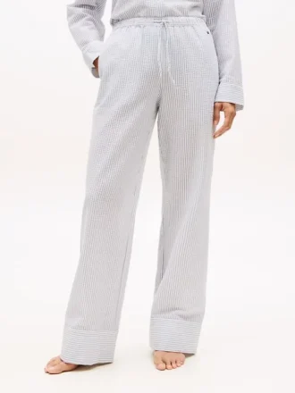Pantaloni de dormit cu dungi din seersucker
