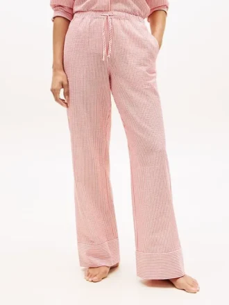 Pantaloni de dormit cu dungi din seersucker