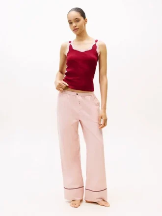 Pantaloni de dormit din flanel cu model în zig-zag
