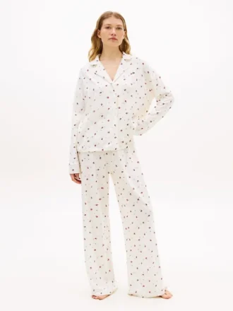 Pantaloni de dormit din jersey cu imprimeu floral
