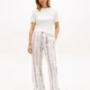 Pantaloni de dormit din poplin cu dungi Pantaloni de dormit din poplin cu dungi