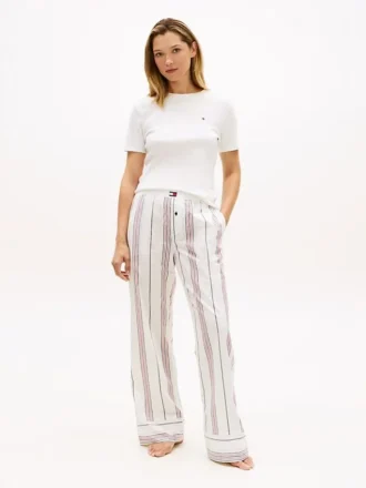 Pantaloni de dormit din poplin cu dungi