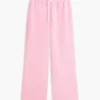 Pantaloni de trening cu picior larg și interior periat Pantaloni de trening cu picior larg și interior periat
