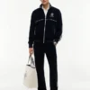 Pantaloni de trening din velur cu monogramă Pantaloni de trening din velur cu monogramă