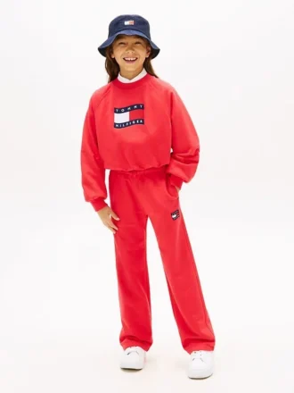 Pantaloni de trening pentru copii cu logo steag ondulat